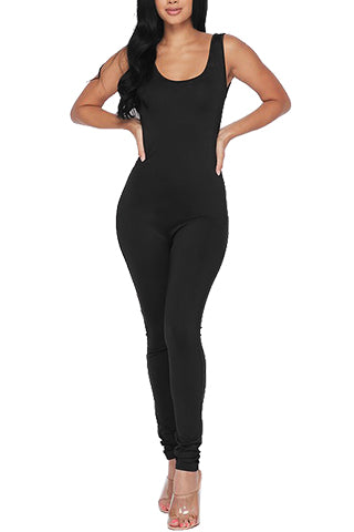 SOLID COTTON SPAN JUMPSUIT(DWJ1008N) <Bundle>