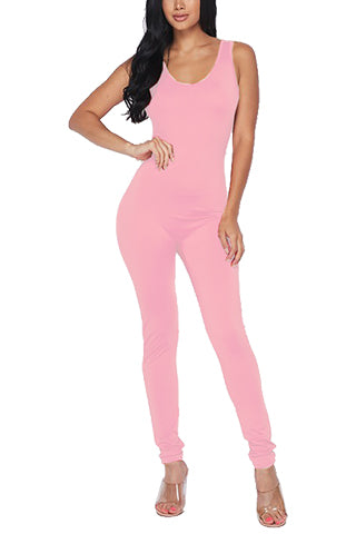 SOLID COTTON SPAN JUMPSUIT(DWJ1008N) <Bundle>