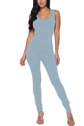SOLID COTTON SPAN JUMPSUIT(DWJ1008N) <Bundle>