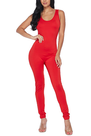 SOLID COTTON SPAN JUMPSUIT(DWJ1008N) <Bundle>