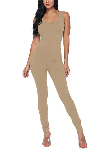 SOLID COTTON SPAN JUMPSUIT(DWJ1008N) <Bundle>