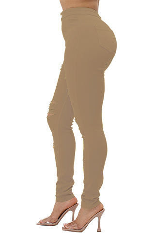 COLORFUL SUPER STRETCH HIGH WAIST RIPPED SKINNY PANTS(DWP1003P) <Bundle>
