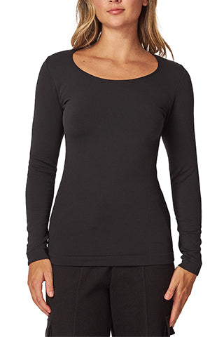 FLEECED LINED SEAMLESS ROUND NECK LONG SLEEVE TOP(FL100) <Bundle>