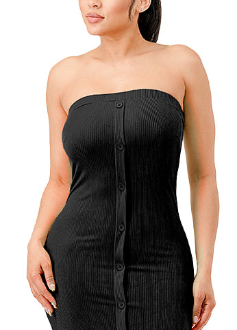 BUTTON DOWN RIB TUBE DRESS(MMD1015) <Bundle>
