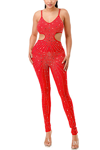 SLIMMING AND WAIST REVEALING RHINESTONE JUMPSUIT(MMJ1012) <Bundle>