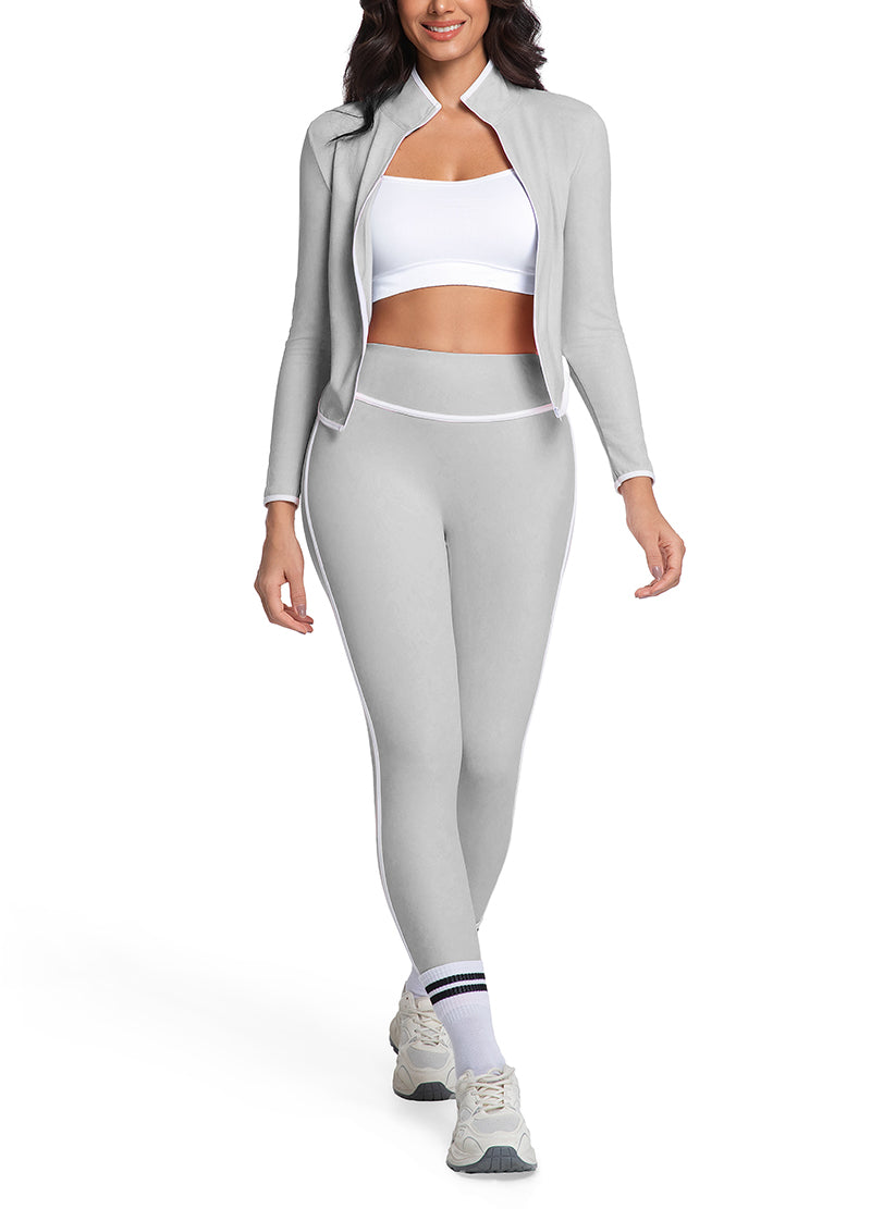 CONTRAST PIPING ZIP UP YOGA SET(MMS1021) <Bundle>