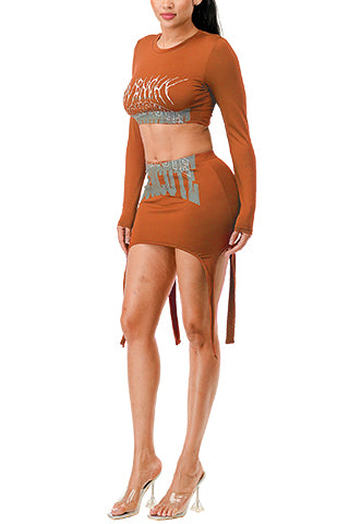 PRINTED CROP TOP &SKIRT SET(MMS8005) <Bundle>