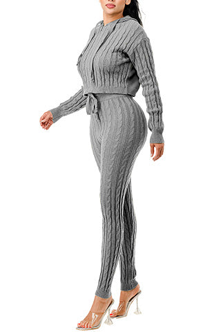 ZIP UP CABLE HOODIE SWEATER SET(MMS9001) <Bundle>