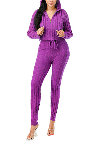 ZIP UP CABLE HOODIE SWEATER SET(MMS9001) <Bundle>