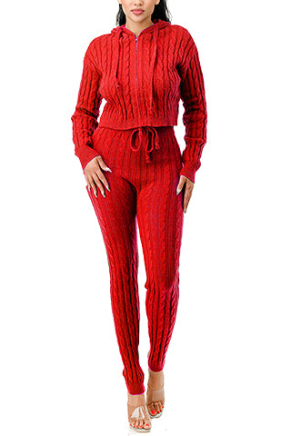 ZIP UP CABLE HOODIE SWEATER SET(MMS9001) <Bundle>