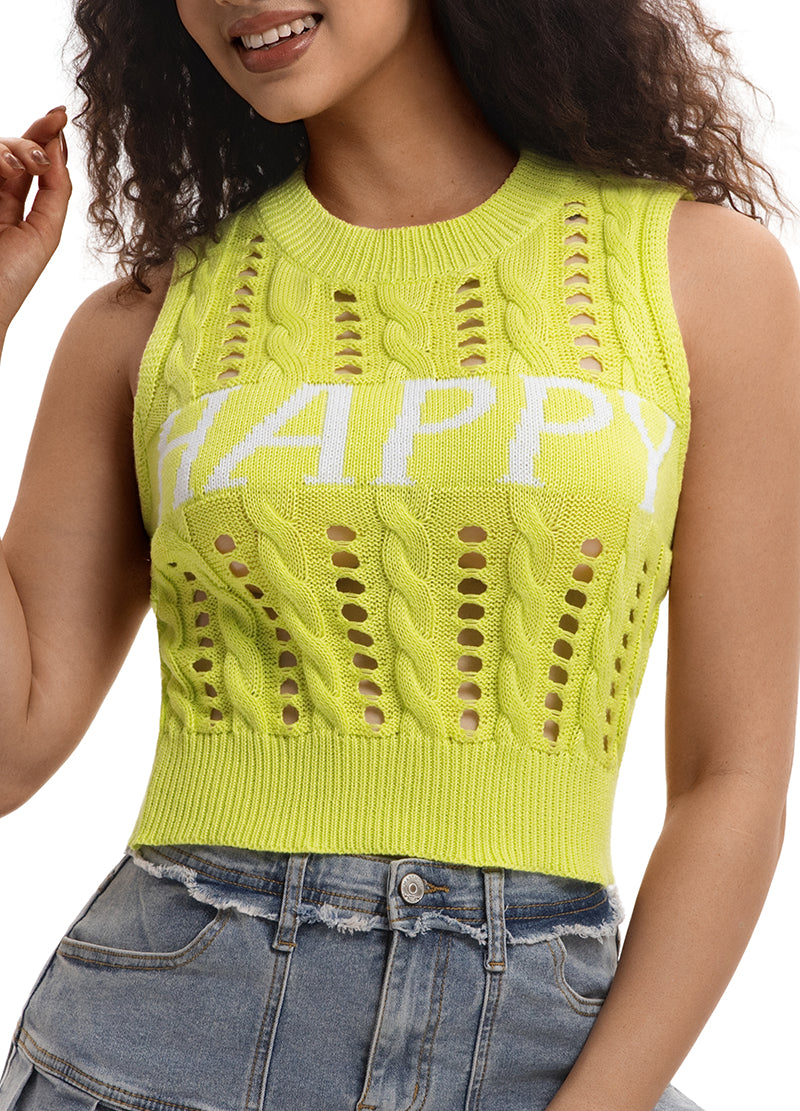 EMBROIDERED LETTERING KNIT VEST(MMT7003) – dododanelle