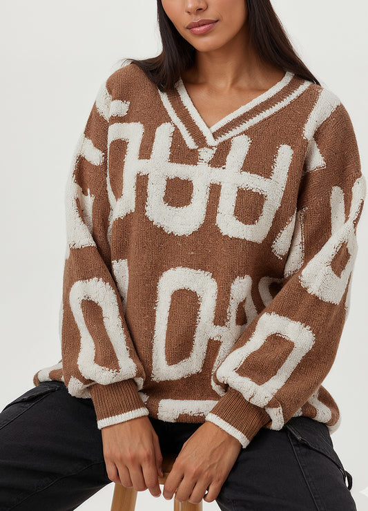 V-NECK TWO-TONE EMBOSSED SWEATER(MMT7004) <Bundle>