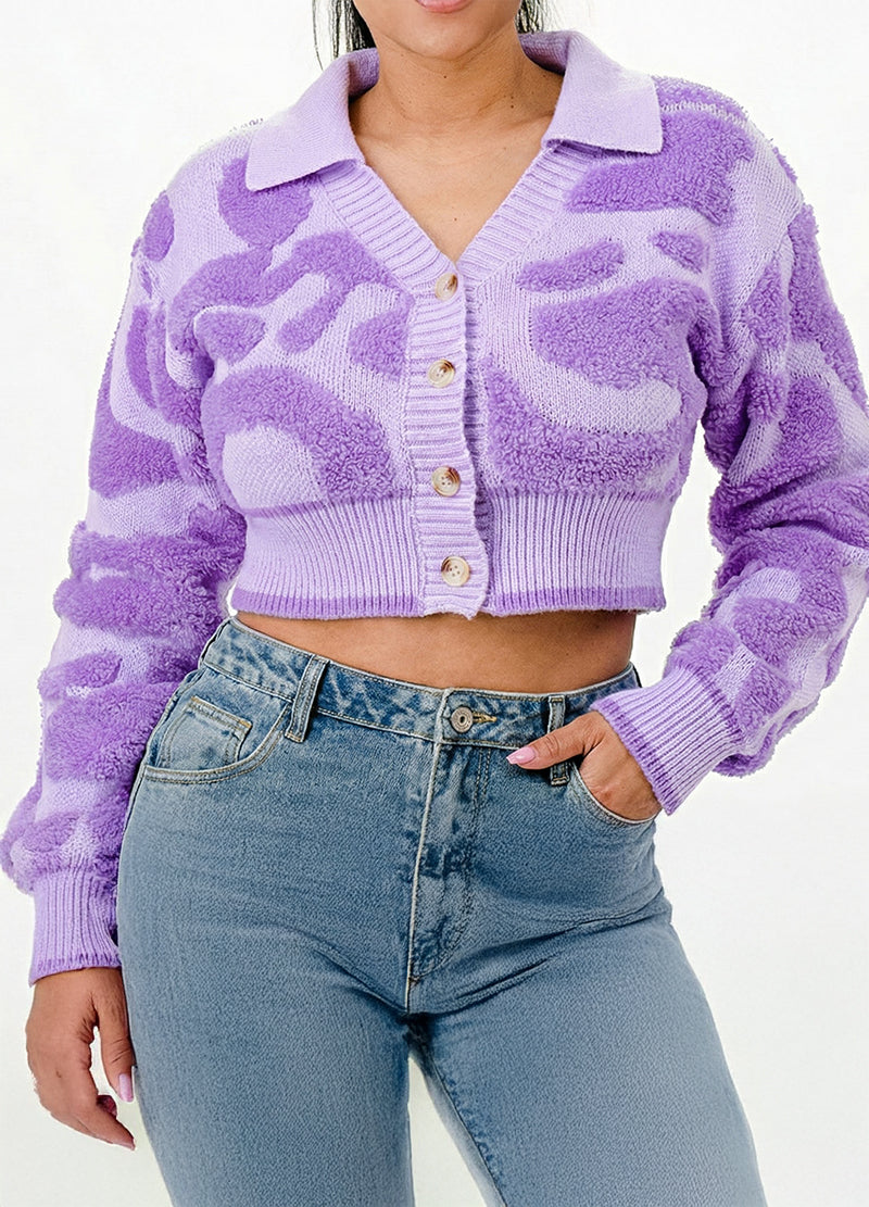 JAQUARD COLLARED CROP SWEATER(MMT7007) <Bundle>
