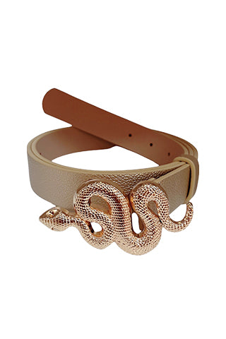 PU GOLD SNAKE BUCKLE BELT 34.5"L*1"W(MA0163) <Bundle>