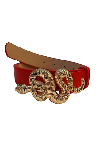 PU GOLD SNAKE BUCKLE BELT 34.5"L*1"W(MA0163) <Bundle>