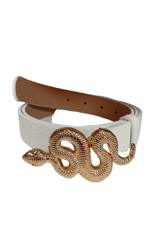 PU GOLD SNAKE BUCKLE BELT 34.5"L*1"W(MA0163) <Bundle>