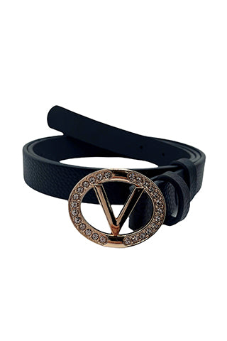 PU GOLD/CLEAR V BUCKLE BELT 34.5"L*1"W(MA0164) <Bundle>