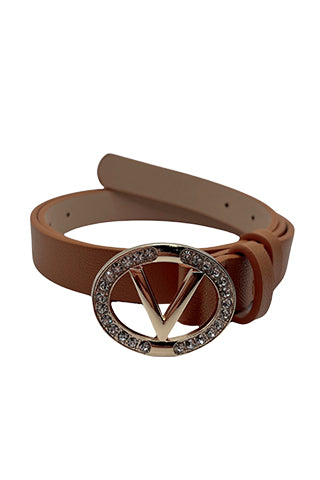 PU GOLD/CLEAR V BUCKLE BELT 34.5"L*1"W(MA0164) <Bundle>