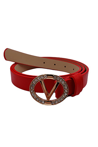 PU GOLD/CLEAR V BUCKLE BELT 34.5"L*1"W(MA0164) <Bundle>