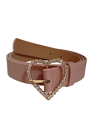 HEART RHINESTONE BUCKLE BELT 43"L*1.85"W(MA0166) <Bundle>