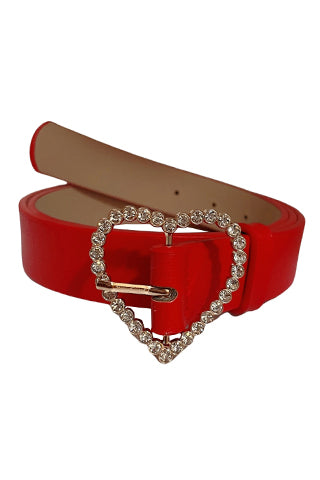 HEART RHINESTONE BUCKLE BELT 43"L*1.85"W(MA0166) <Bundle>