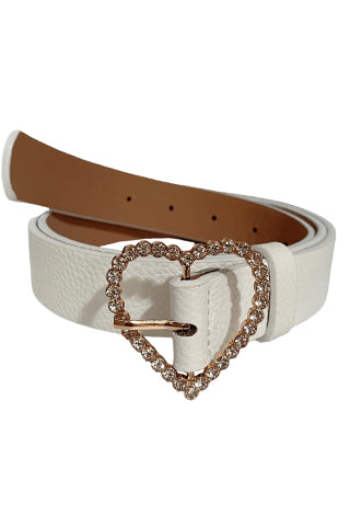 HEART RHINESTONE BUCKLE BELT 43"L*1.85"W(MA0166) <Bundle>