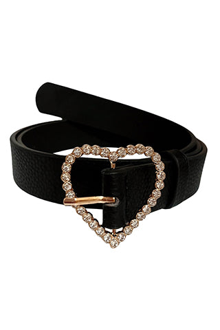 HEART RHINESTONE BUCKLE BELT 43"L*1.85"W(MA0166) <Bundle>