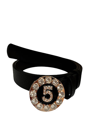 PU GOLD/CLEAR "5" BUCKLE BELT 34.5"L*1"W(MA0168) <Bundle>