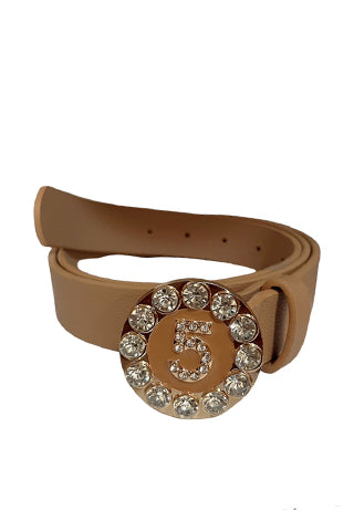PU GOLD/CLEAR "5" BUCKLE BELT 34.5"L*1"W(MA0168) <Bundle>