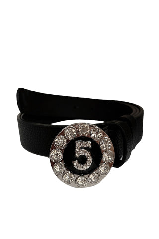 PU GOLD/CLEAR "5" BUCKLE BELT 34.5"L*1"W(MA0168) <Bundle>