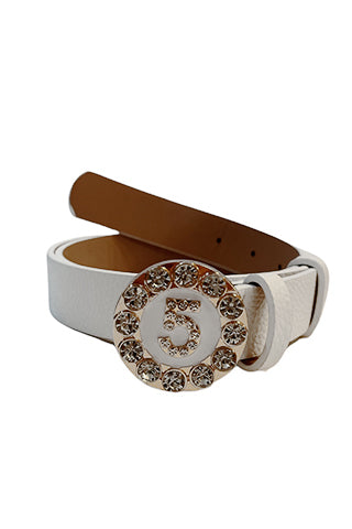 PU GOLD/CLEAR "5" BUCKLE BELT 34.5"L*1"W(MA0168) <Bundle>