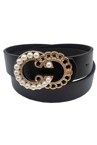 PU GOLD PEARL STONE BELT 34.5"L*1"W(MA0224) <Bundle>