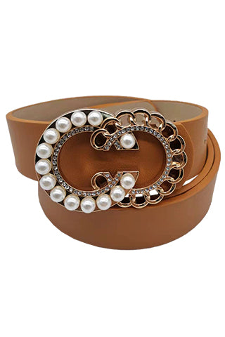 PU GOLD PEARL STONE BELT 34.5"L*1"W(MA0224) <Bundle>