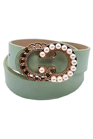 PU GOLD PEARL STONE BELT 34.5"L*1"W(MA0224) <Bundle>