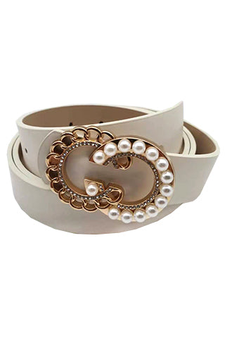 PU GOLD PEARL STONE BELT 34.5"L*1"W(MA0224) <Bundle>