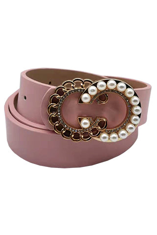 PU GOLD PEARL STONE BELT 34.5"L*1"W(MA0224) <Bundle>