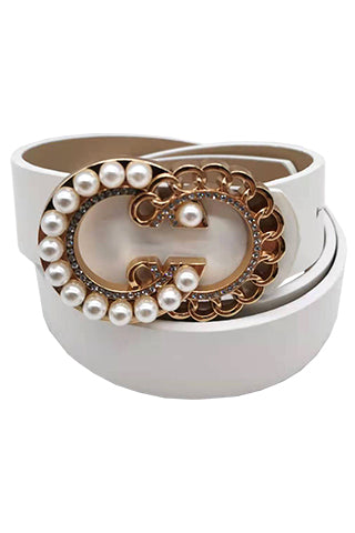 PU GOLD PEARL STONE BELT 34.5"L*1"W(MA0224) <Bundle>
