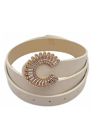 PU+GOLD/CLEAR BUCKLE BELT 45"(L)*1.3"(W)(MA0249) <Bundle>