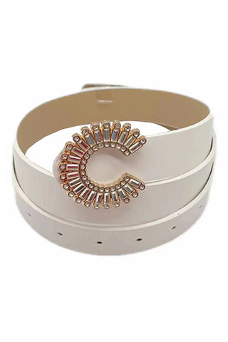 PU+GOLD/CLEAR BUCKLE BELT 45"(L)*1.3"(W)(MA0249) <Bundle>