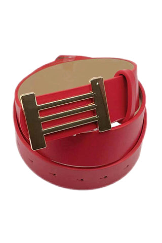 PU/ METAL ACCENTED BUCKLE BELT 45"L*1.5" W(MA0253GD) <Bundle>