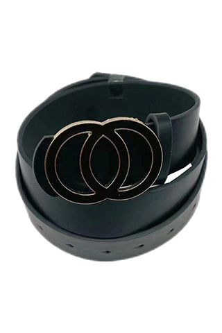 PU DOUBLE CIRCLE BUCKLE BELT L 43" x W 1.5" (MA0255) <Bundle>