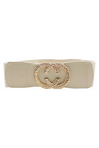 PU GOLD TEXTURE ELASTIC BELT W 2.95"(MA0257) <Bundle>