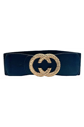 PU GOLD TEXTURE ELASTIC BELT W 2.95"(MA0257) <Bundle>