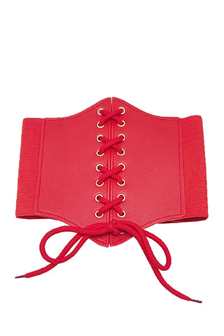 PU/METAL ACCENTED BUCKLE ELASTIC BELT  7" W(MA0260GE) <Bundle>