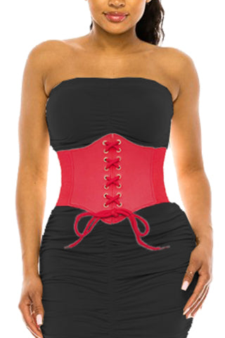 PU/METAL ACCENTED BUCKLE ELASTIC BELT  7" W(MA0260GE) <Bundle>