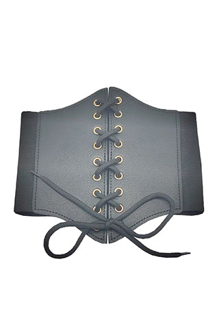 PU/METAL ACCENTED BUCKLE ELASTIC BELT  7" W(MA0260GE) <Bundle>