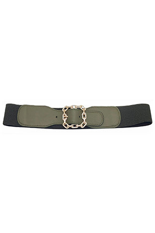 PU SQUARE BUCKLE ELASTIC BELT W 1.95"(MA0271) <Bundle>