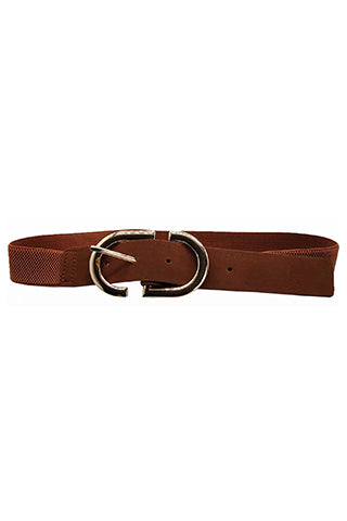 PU GOLD BUCKLE ELASTIC BELT W 1.30"(MA0285) <Bundle>
