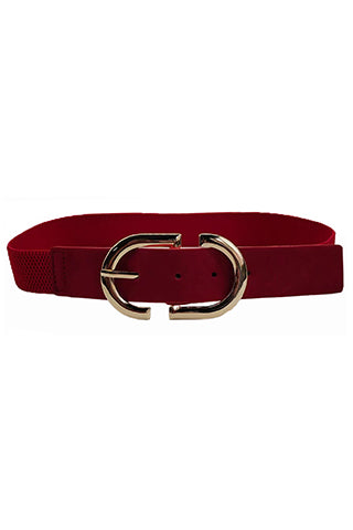 PU GOLD BUCKLE ELASTIC BELT W 1.30"(MA0285) <Bundle>