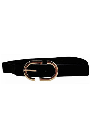 PU GOLD BUCKLE ELASTIC BELT W 1.30"(MA0285) <Bundle>